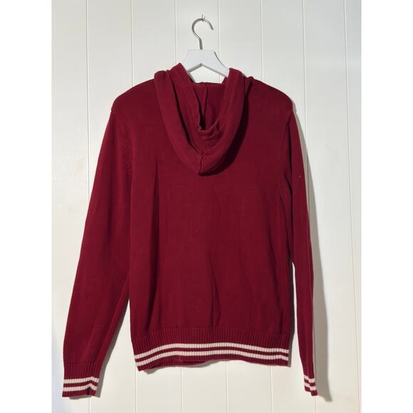 American Rag Sweater Drawstring Hood Red Cotton Size Large - Picture 2 of 6